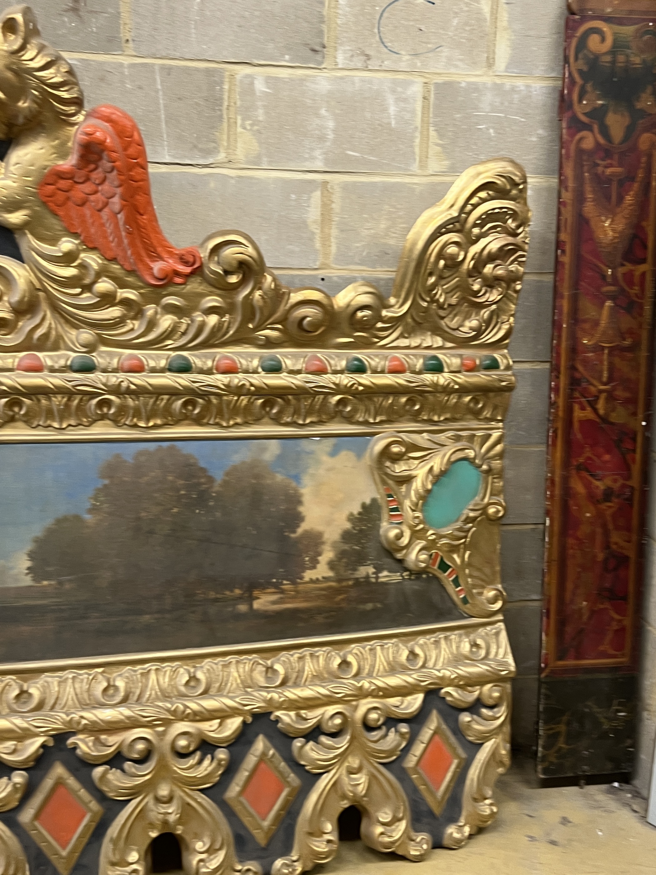 A painted fibreglass fairground panel, width 303cm, height 196cm